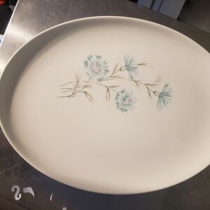 Elegant Blue Floral Oval Platter